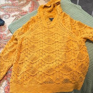 Torrid Mustard Lace V-Neck Sweater